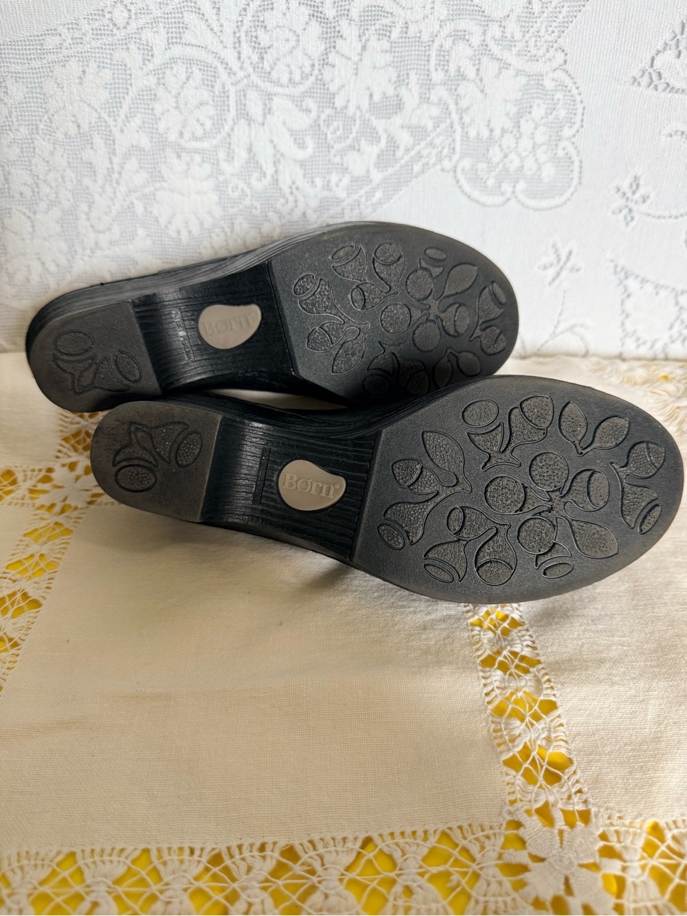 Børn Black Leather Peep Toe Wedge Mules Clogs Size 10M - Picture 9 of 11
